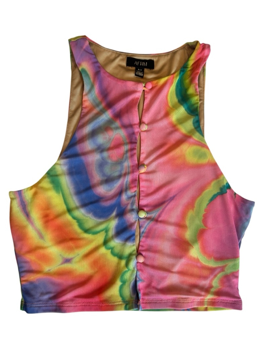 AFRM Tie Dye Button Up Tank Top – Size Small CROPPED CALABRA MESH